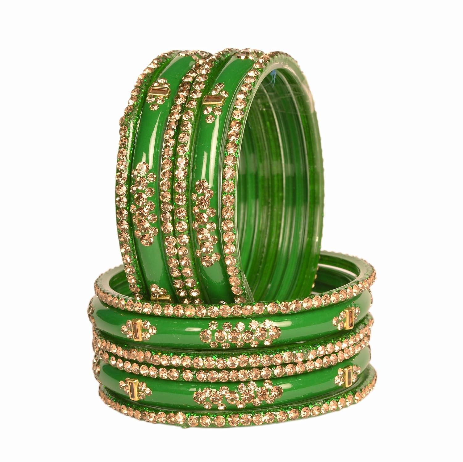 

Набор зеленых браслетов из красного стекла Мехрун для женщин | Браслеты с цирконами | Стеклянные браслеты для фестивалей и особых случаев, Традиционные стеклянные браслеты 2-8 зелёный