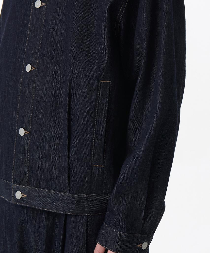 Musinsa Standard Linen-Like Minimal Denim Trucker Jacket [Deep Indigo]