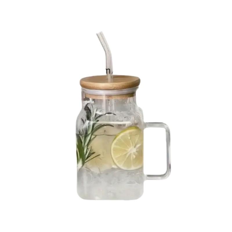 

1/4 стакана объемом 17,4 унции/510 мл с бамбуковой крышкой и соломинкой, чашка для кофе со льдом, летний набор для вина, подарок на день рождения, подходит для кафе 501-600ml