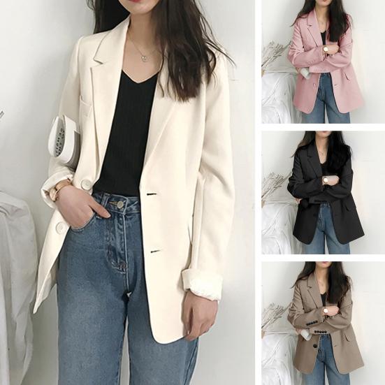 

Деловой пиджак, однотонный кардиган, отложной воротник, карманы с клапанами, декор на пуговицах, женский весенний пиджак для работы