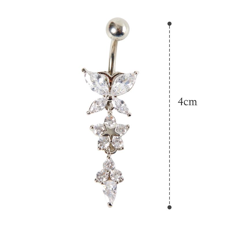 

Блестящий кулон в виде цветка бабочки из циркона, кольцо для пупка, украшения для тела серебряный