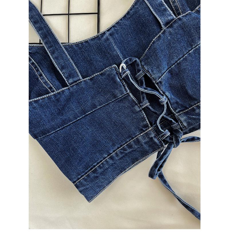 Trendiges Jeans-Crop-Top mit Kreuzträgern - Sexy Sommer-Mode für Damen