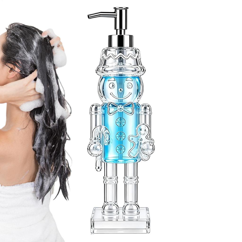 Christmas Character Shaped Soap Dispenser Acrylic Clear Refillable Reusable Christmas Nutcracker Sink Soap Dispenser Bottle