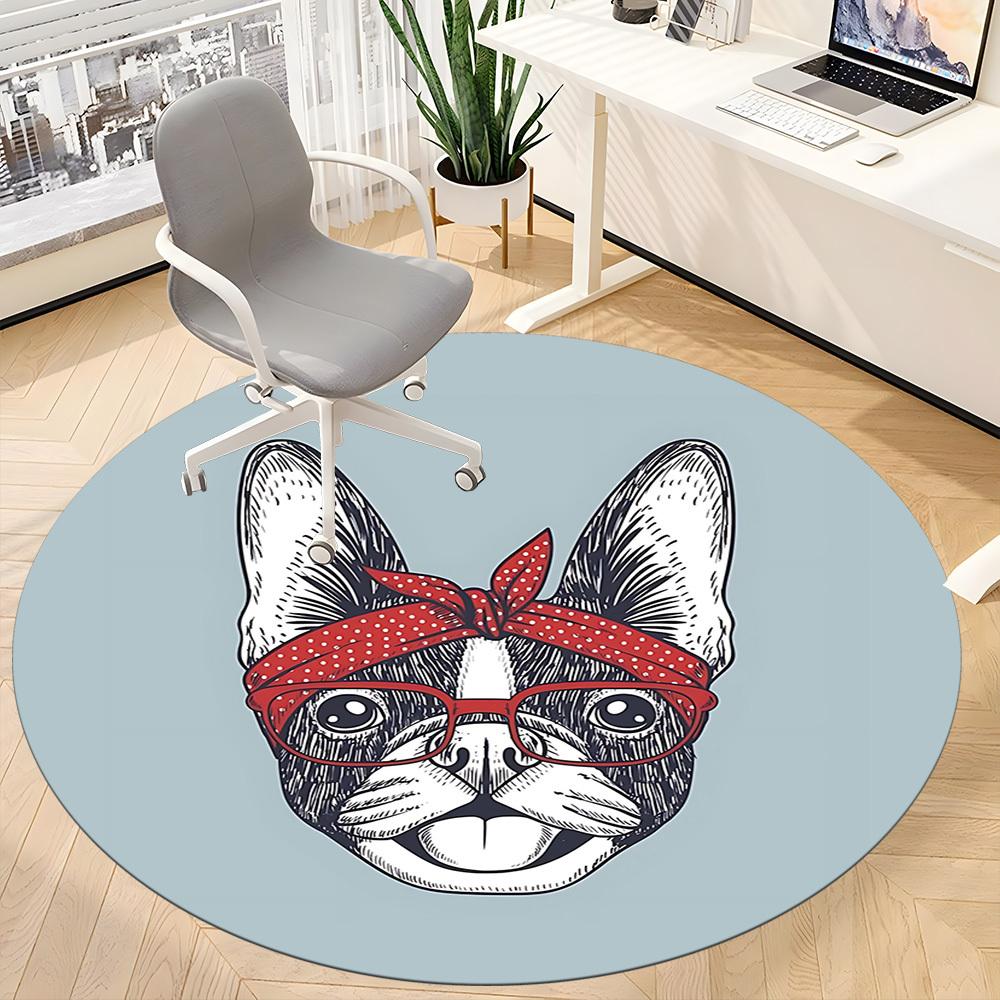 1pc FrenchieChair Carpet for Office, Indoor Non-Slip Washable Polyester Fiber Carpet, Mat For Office, Machine Washable