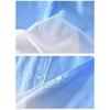 Camicia da uomo a maniche lunghe tie-dye con gradiente blu bianco - Taglia oversize casual in misto lino con bottoni
