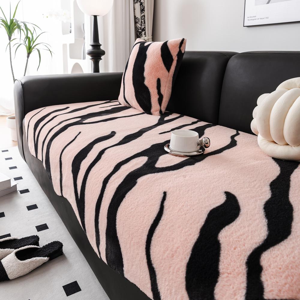 Velvet Shaped Sofa Cushion Autumn and Winter Thickening Plush Non-Slip Seat Cushions High-Grade Light Luxury Sofa Cover Cover Cloth