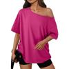 Women's Off-the-shoulder Loose Short-sleeved T-shirt Summer Casual Fashion Clothing