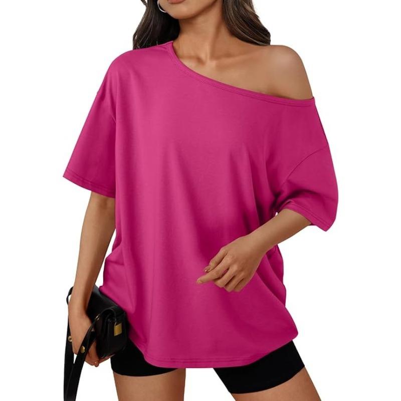 Women's Off-the-shoulder Loose Short-sleeved T-shirt Summer Casual Fashion Clothing