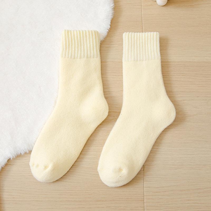 

Female Winter Solid Color Wool Ring Thick Pull Wool Warm Sleeping Floor Long Socks 1 pair вершковий