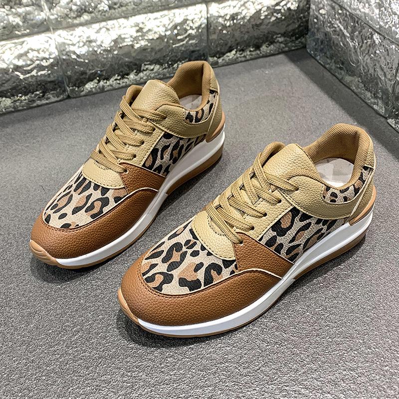 Fashion Leopard Print Wedge Sports Shoes for Women 2024 Fashion Platform Sneakers Woman Plus Size 43 Lightweight Ladies Walking Shoes