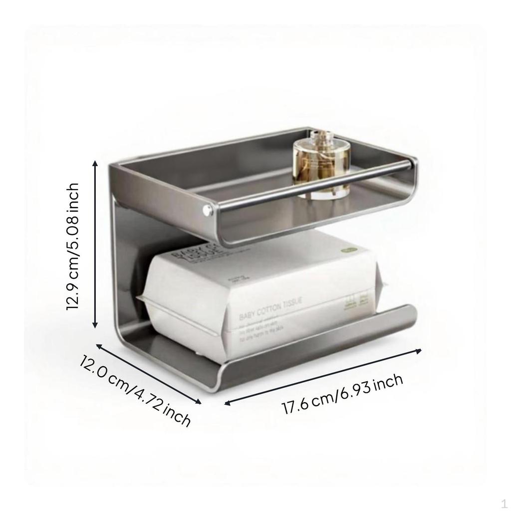 Toilet Paper Holder, No Required, with Storage Shelf, MultiFunctional Gunmetal Gray Type