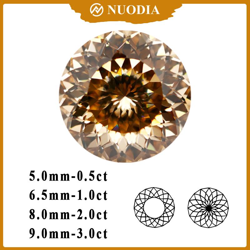 Champagne Moissanite Stone With Round/100 Faces/Pear/Emerald/Radiant/Oval/Princess/Heart/Cushion/Asscher/Marquise