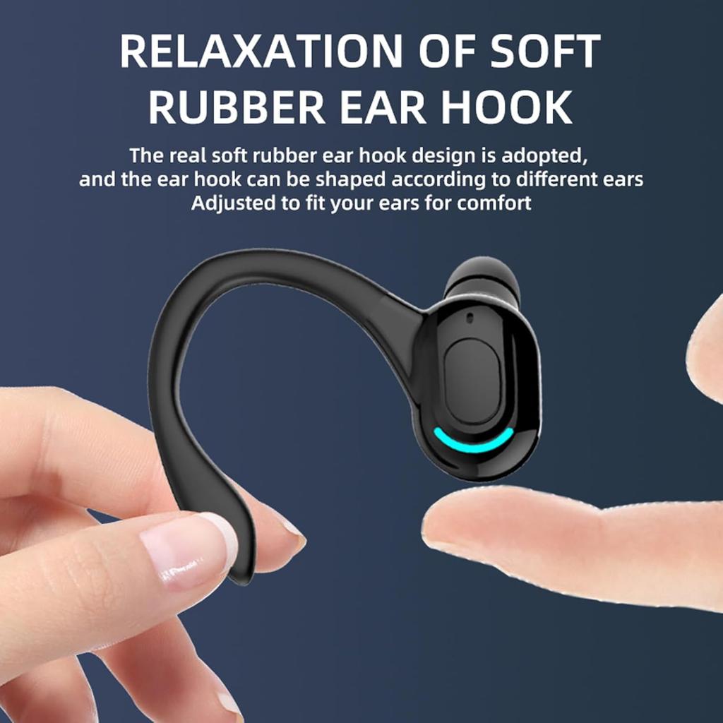 Wireless Earbuds with Earhooks Single Bluetooth Earpiece Sports Headphones Over the Ear Running Workout Wrap Around Earbuds 20H Long Battery Life