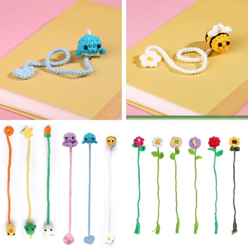 Potřeby pro háčkované zvířecí záložky s podrobným návodem Ručně vyráběné květinové záložky Háčkování pro začátečníky Pletení