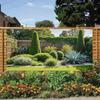 Sunlit Patio Garden Tapestry, Lush Agave Plants & Ivy-Covered Fence Print Wall Hanging