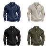 Corduroy Mens Stand Collar Pullover Sweatshirt With Zipper Closure For Casual Fall Wear