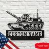 Vintage Army Tank Metal Emblem - Customizable Wall Decor, Power-Free, Premium Metal Sign, Wall Sculpture