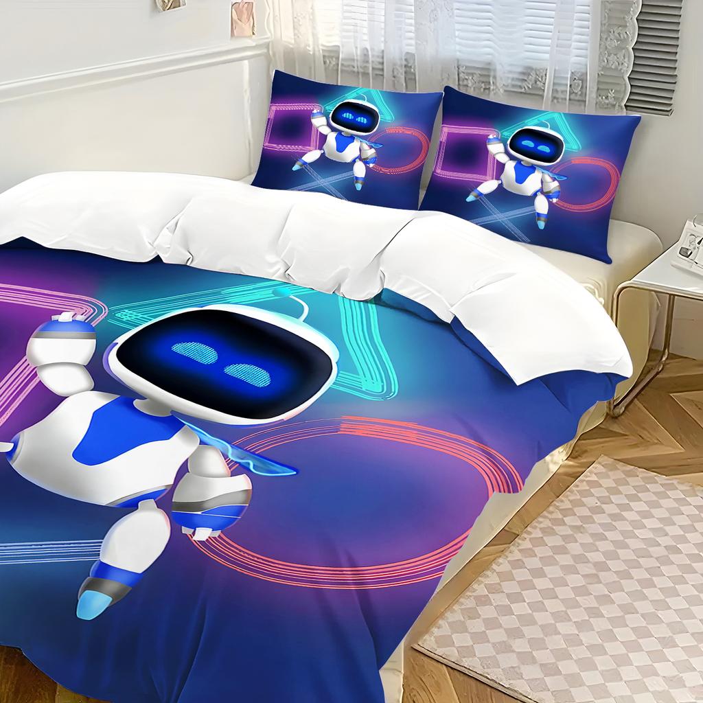 Game Duvet Cover Cute Space Robot Pillowcase Bedding Set Adult Boy Girl Bedroom Decoration Gift Single Double Large Size