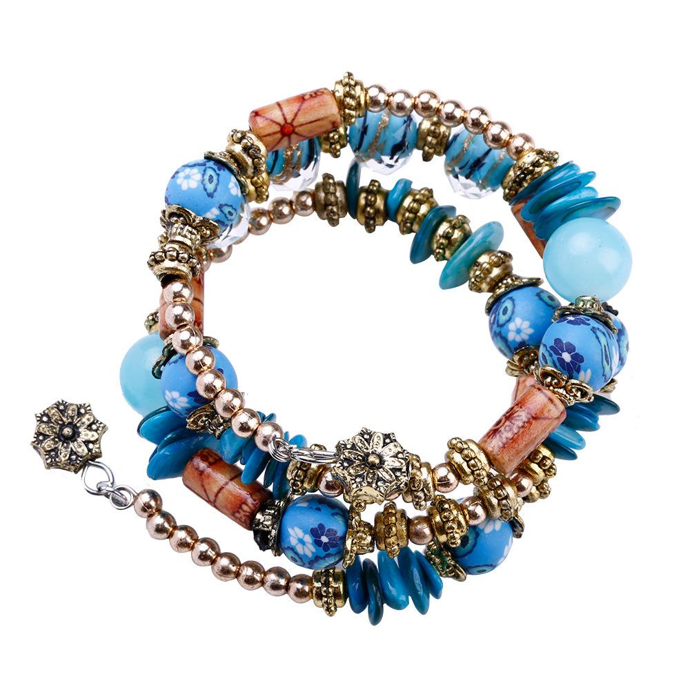 Fashion Ethnic Wind Stone Multi-layer Bracelet Ethnic Wind Stone Bracelet, Adjustable Size Bracelet Jewelry