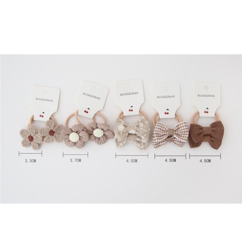 10pcs Handmade Flower Bows Hair Ropes Elastic Harpin Girls Hair Bows Set No Harm Hair Accessories Bowknot Hair Ties
