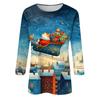3/4 Sleeve Shirts For Women Print Christmas Tees Blouses Casual Plus Size Basic Tops Pullover