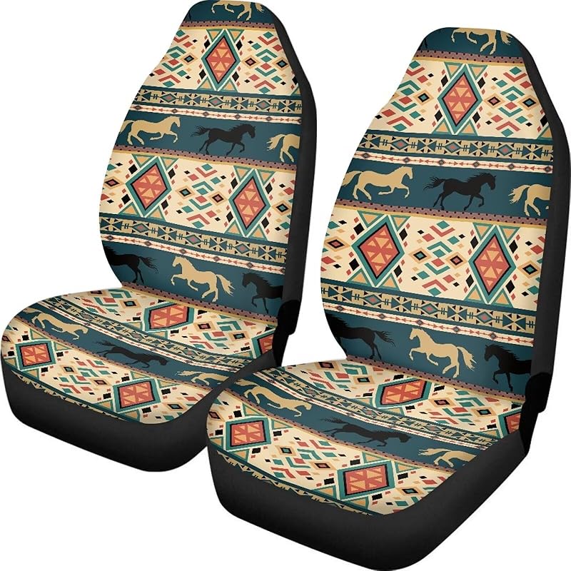 Dreaweet Navajo Print Car Seat Covers for Men Women Southwest Pattern Front Seat Protector Cover Full Set of 2pc Universal Size for Car, Truck or