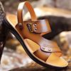 2025 Sandals Men's Leather Men's Wear-resistant Beach Shoes Youth Brown Trend Non-slip Breathable Cool Slippers Summer