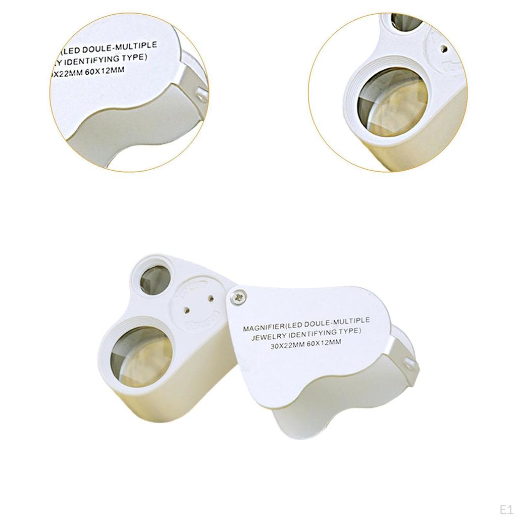 Jewelers Loupe Magnifier 2 Lens with Light Easy To Use Gift Practical Handheld Foldable 30x 60x for