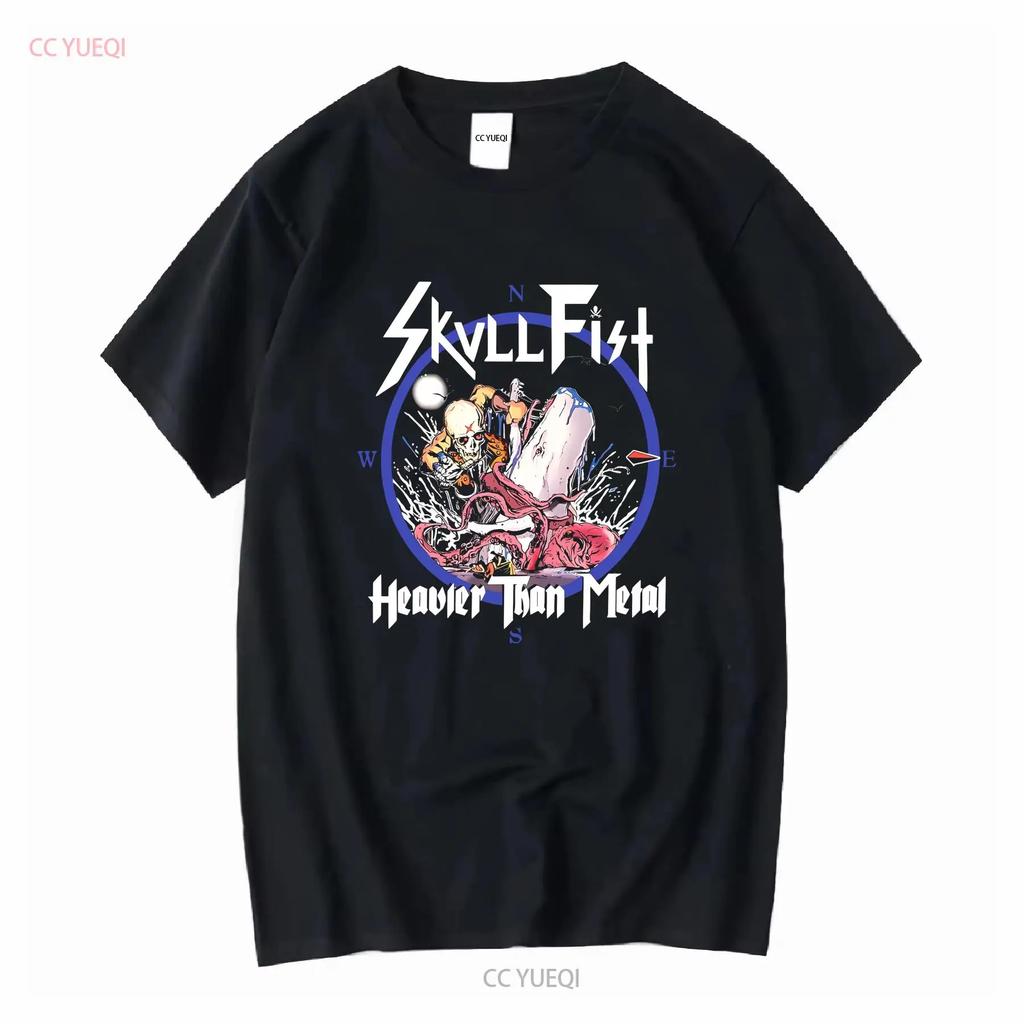 Skull Fist Band Heavier Than Metal T Shirt All Size S To 5XL LL1804 Long Sleeves Vintage Washed Designer Clothes Streetwear