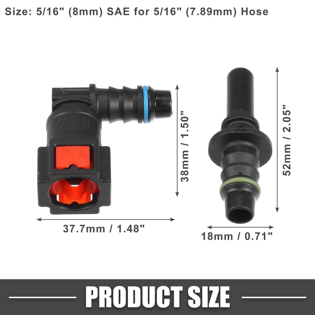 ABSOPRO Kraftstoffleitungsschlauch für Autos Schnellverschluss-Steckverbinder-Kit 90 Grad 5/16" 7,89 mm