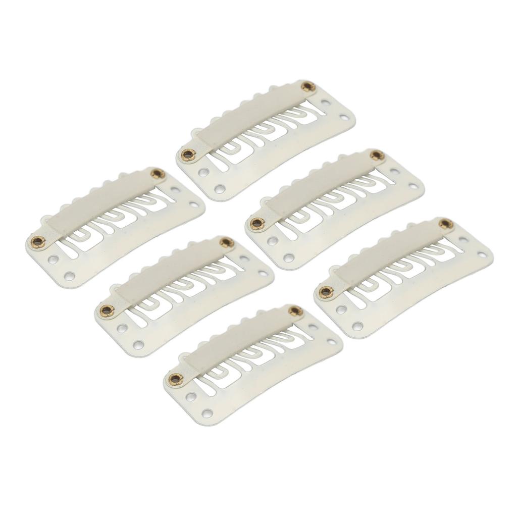 100pcs Wig Snap Clip U Shape 6 Teeth Safe Hairpiece Comb Clips for DIY Hair Extension Hat Beige