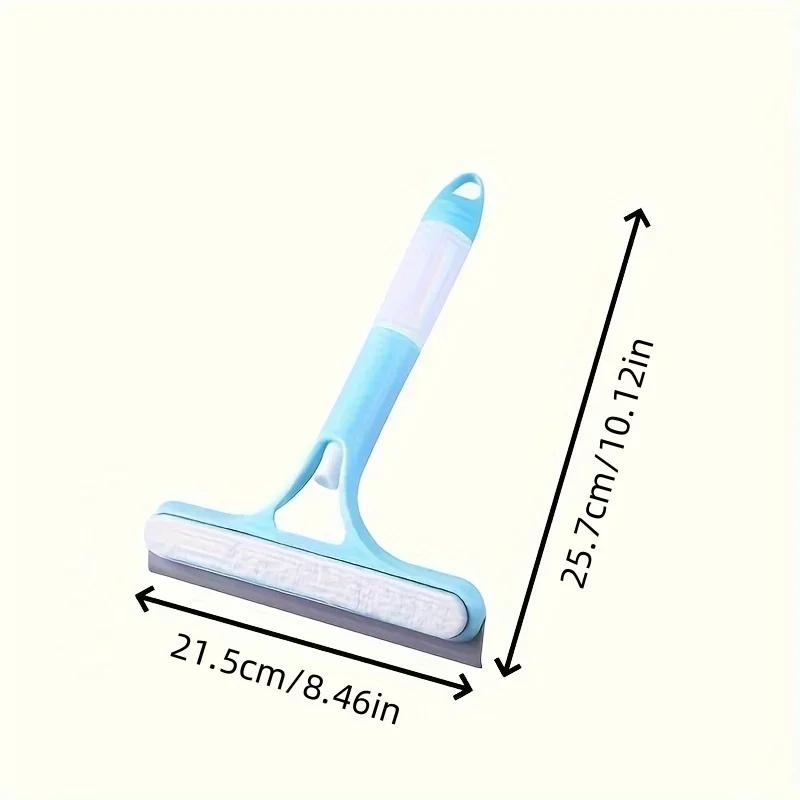 Multi-functional Liquid Glass Cleaning Tool Double-sided Scrubbing Bathroom Mirror Wiper Brush Clean Built-in Spray Bottle Brush