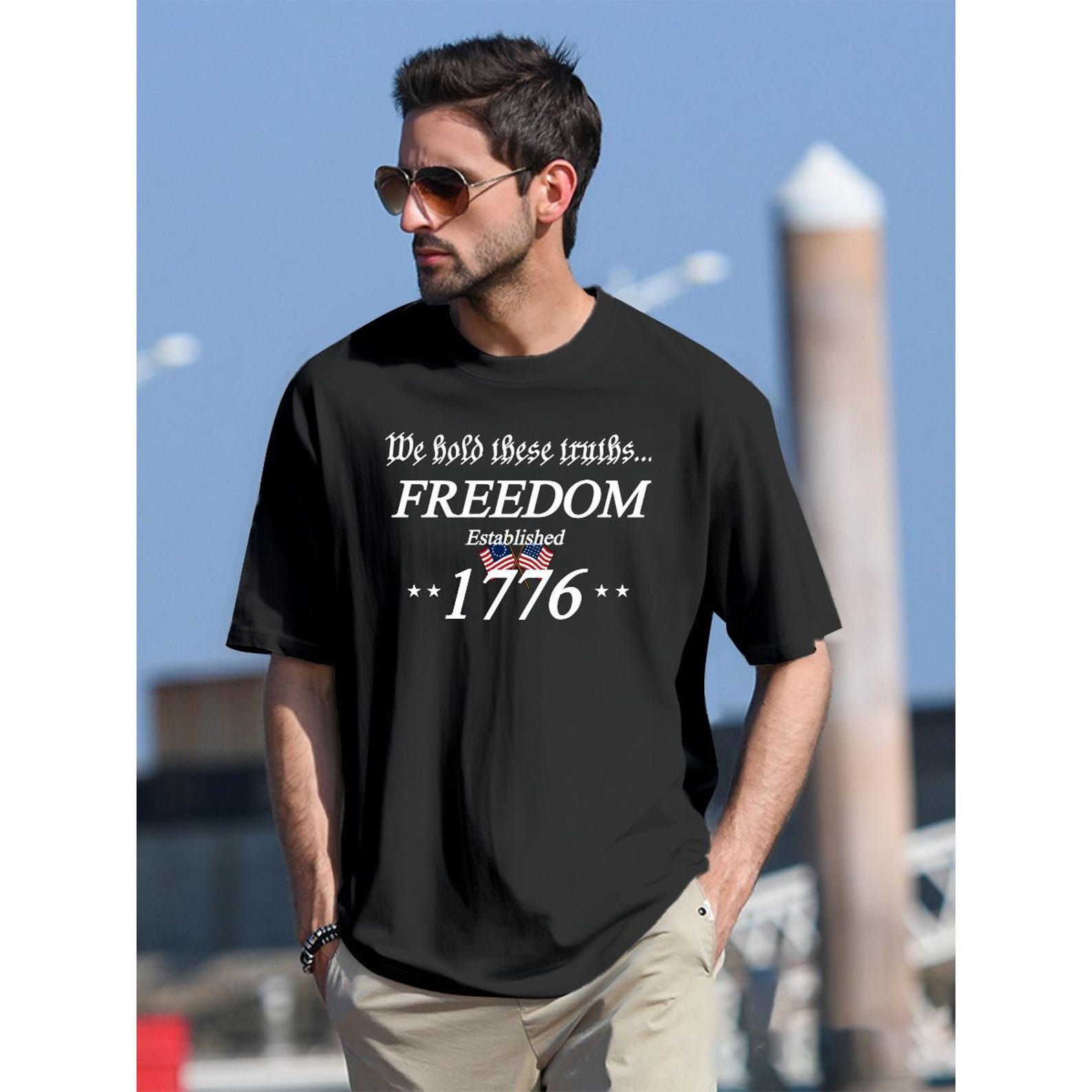 Patriotic Freedom Established 1776 T-Shirt – American History Declaration Tee S