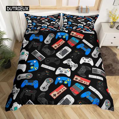 Gamepad Duvet Cover Set Microfiber Gamer Player Gaming Joystick Comforter Cover Queen Size Kids Boys Video Bedding Set