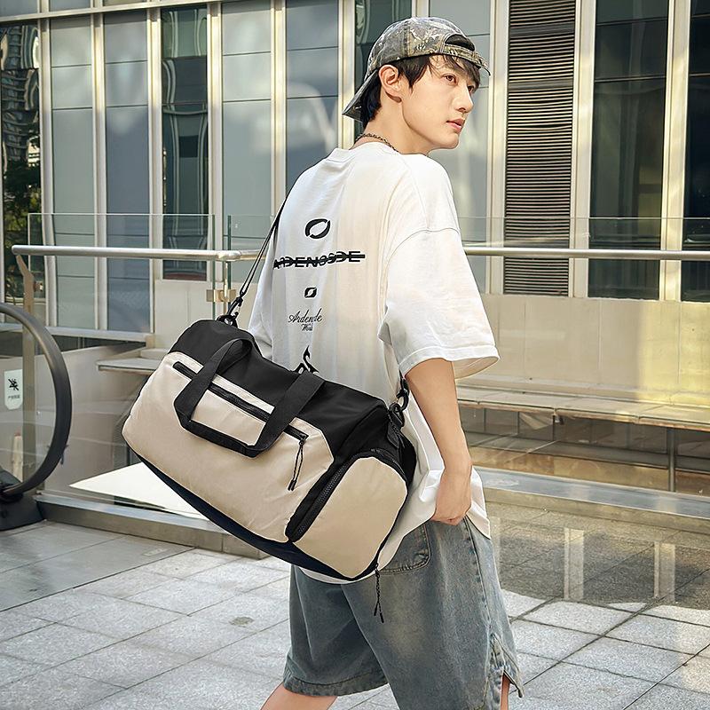 Travel Bag Large Capacity Solid Color Storage Shoulder Bag Fitness Lightweight Duffel Bag