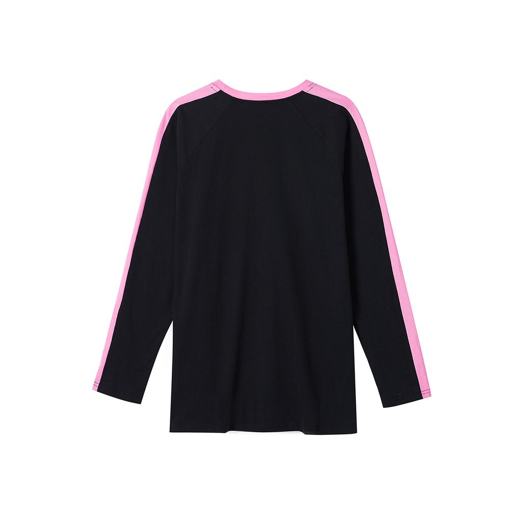 Sweet and cool style contrasting long-sleeved T-shirt for women