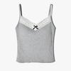 Bow Lace Spaghetti Strap Camisole Women Padded Backless Crop Tank Top