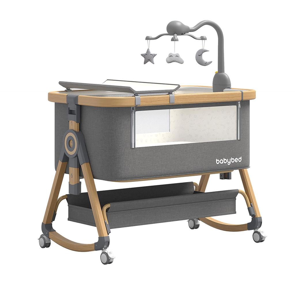 Movable Rocking Bassinet & Foldable Baby Crib: Portable 2-in-1 Multifunctional Bed for Newborns.
