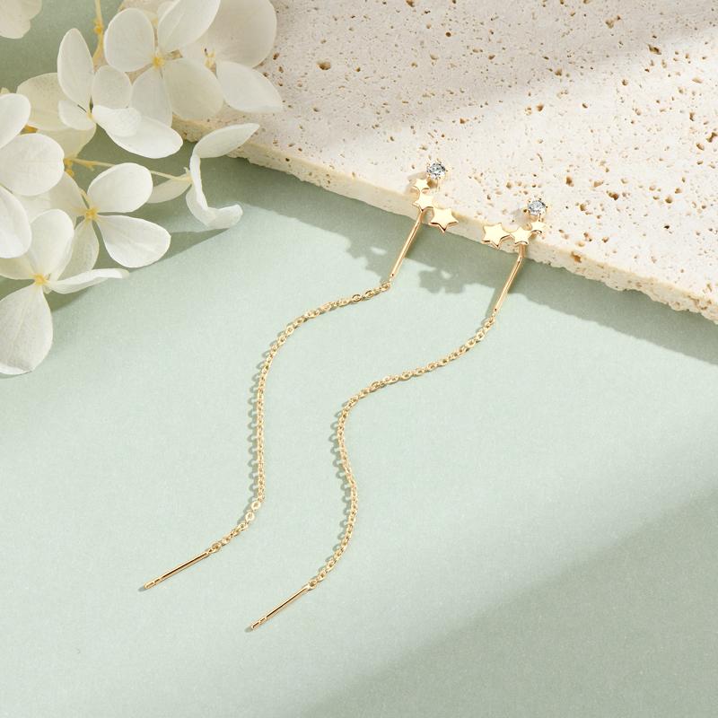 Anziw 925 Moissanite Star Tassel Drop Dangle Earrings for Women Real S925 Silver Studs Earrings Certified Fine Jewelry Gift Girl