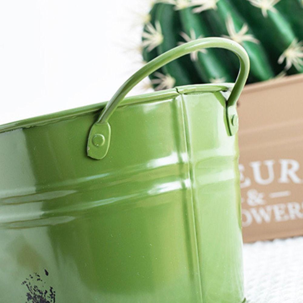 Ellipse Rustic Flowerpot with Handle Flower Pot Vintage Flower Holder