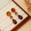 Water Drop Earrings, with Amber Gradient Design, Durable Alloy Retro Elegant Style Jewelry for Women