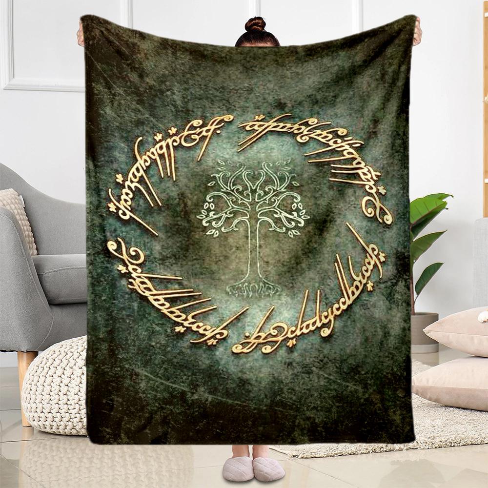 Lord Of The Rings Symbol Flannel Blanket-Soft and Suitable for Sofas,Beds,Offices,Travel,All Seasons,Great Gift for Holidays and Birthdays.