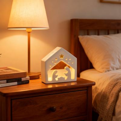 Christmas Nativity Lamp Silicone Mold DIY Handmade Birth of Jesus Scene Ornament Crafts Mold Gypsum Cement Epoxy Resin Casting Mold