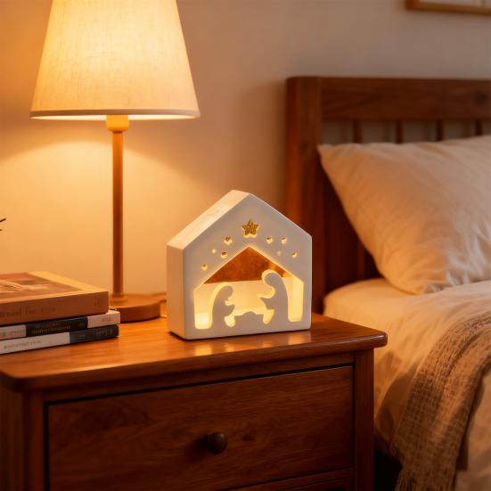 Christmas Nativity Lamp Silicone Mold DIY Handmade Birth of Jesus Scene Ornament Crafts Mold Gypsum Cement Epoxy Resin Casting Mold