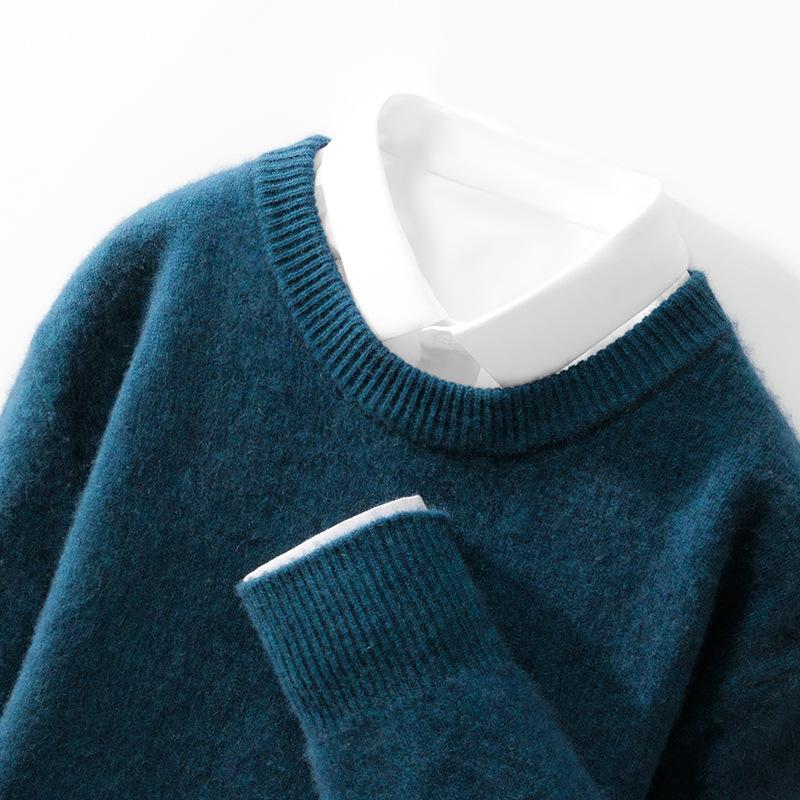 Mens Seven-pin Thick Round Neck Sweater for Womens Autumn and Winter Latest Skin-friendly and Warm Sweater Simple and Versatile Base Top