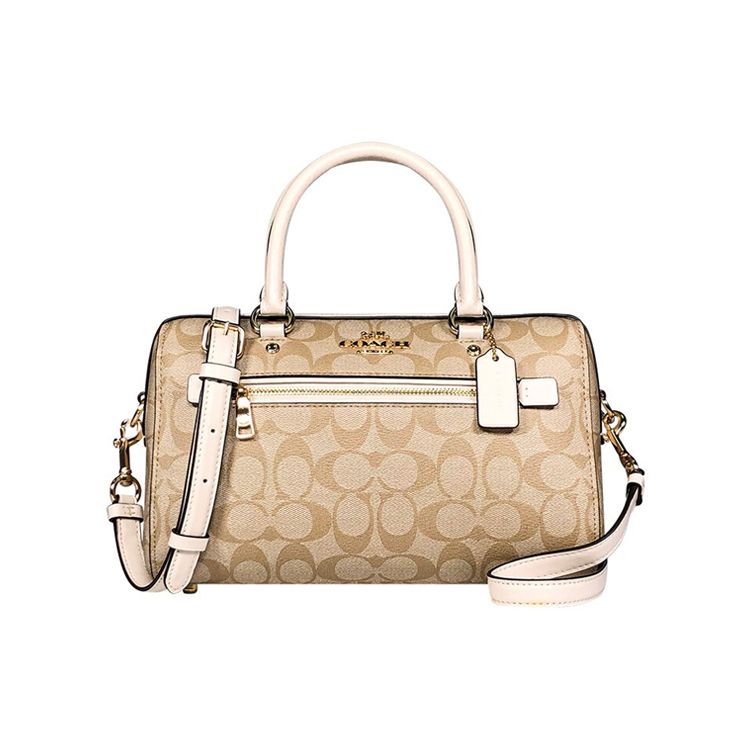 Coach Rowan 27 Logo Zip Closure Boston Bag Women handbags Light-Khaki 83607-IMDQC