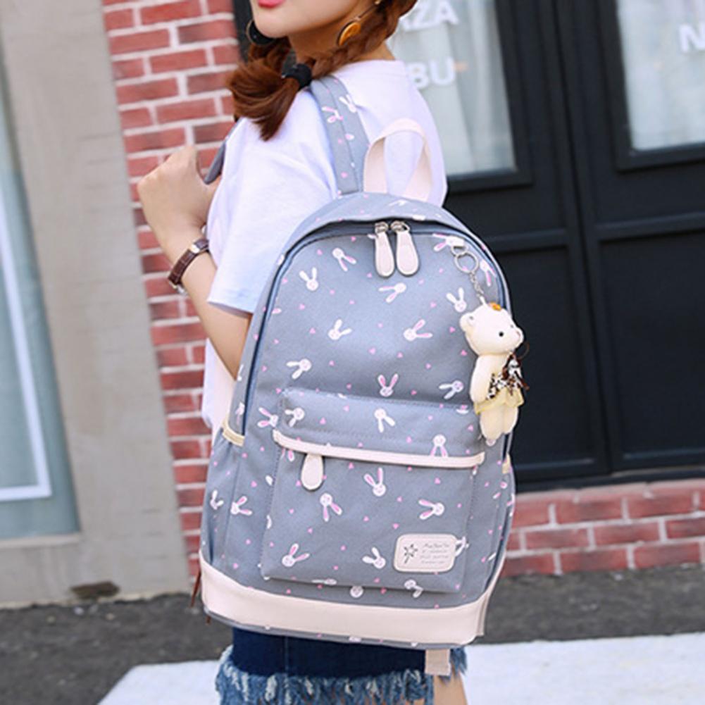 Popular Girls Backpack Portable Rabbit Pattern Cute High School Student Backpack