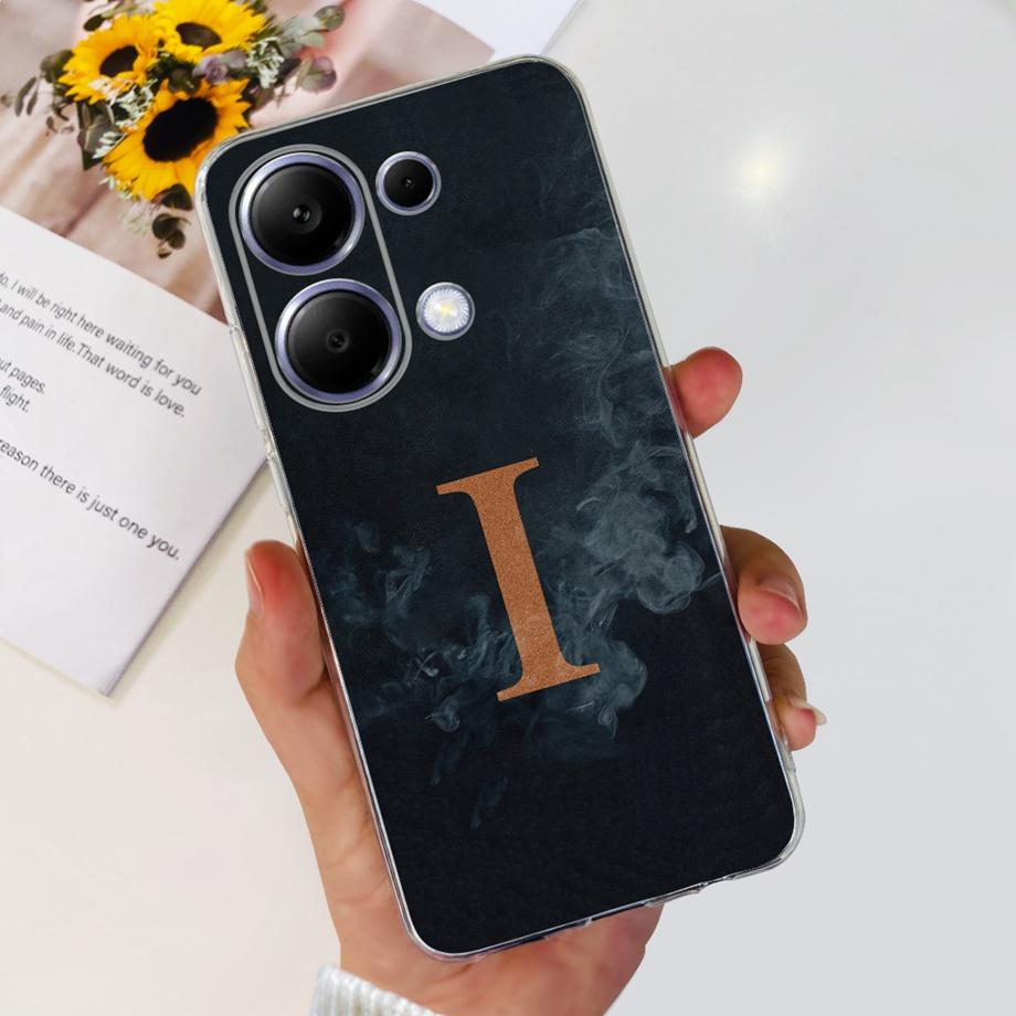 For Xiaomi Poco M6 Pro 4G 5G / Poco X6 Pro 5G Phone Case Mask Transparent Soft Silicone Initials Letter Coque Funda PocoM6 Capas