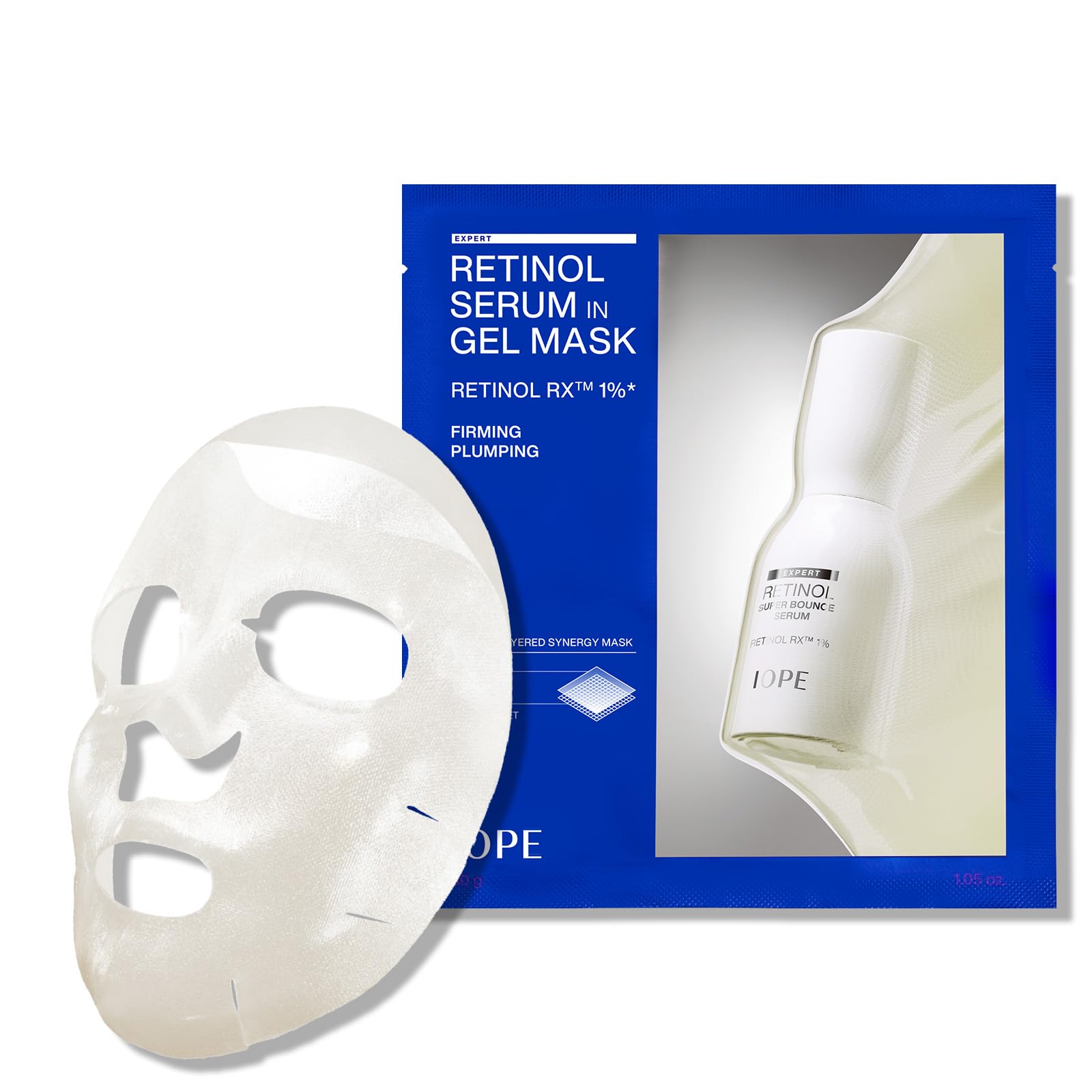 

Official IOPE Retinol Mask Face mask with retinol for and Pore for dry and sensitive Korean Serum-in-Gel (1 sheet) - firming, radiance, elasticity. синий