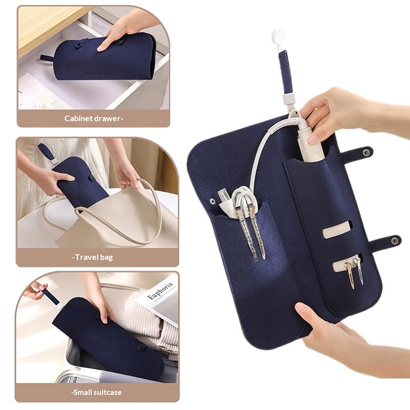 Hair Curling Iron Storage Bag Travel Felt Hair Straightener Storage Bag Flat Iron Organizer Pouch Curling Iron Insulation Mat